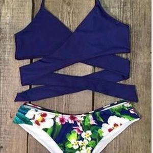 Floral cross bikini set
